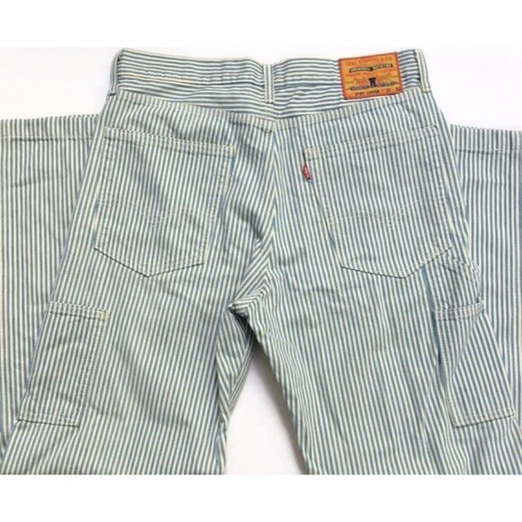 Levi's Stay Loose Hickory Striped Jeans Size 32x32 Carpenter Workwear Denim - Picture 1 of 12